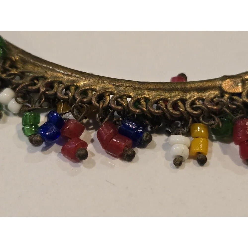 Boho Colorful Beaded Fringe Bangle Bracelet Brass Seed Bead Dangle Festival READ